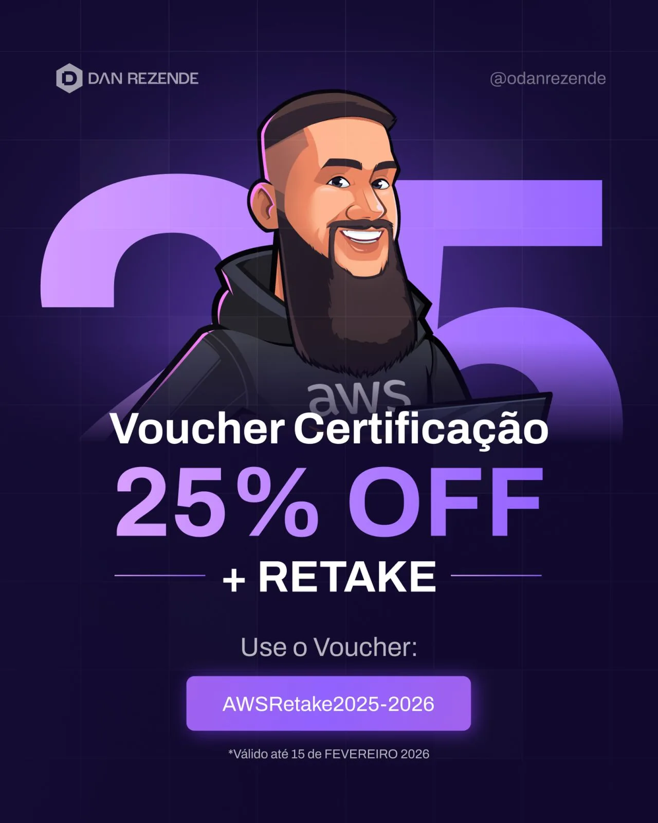 Banner da campanha AWS Global Retake com 25% de desconto e retake grátis